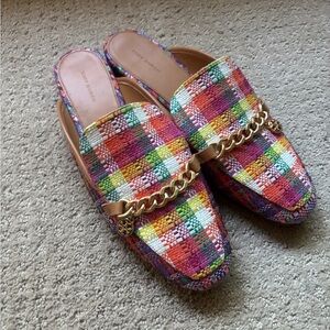 Tory Burch Multicolor Plaid Women's  Loafers Mules Size 10.5/11 NWT